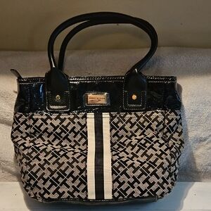 Tommy Hilfiger Black and White Patterned Tote